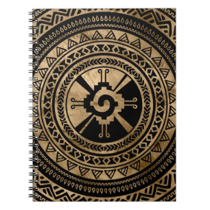 Hunab Ku Mayan symbol black and gold Notebook