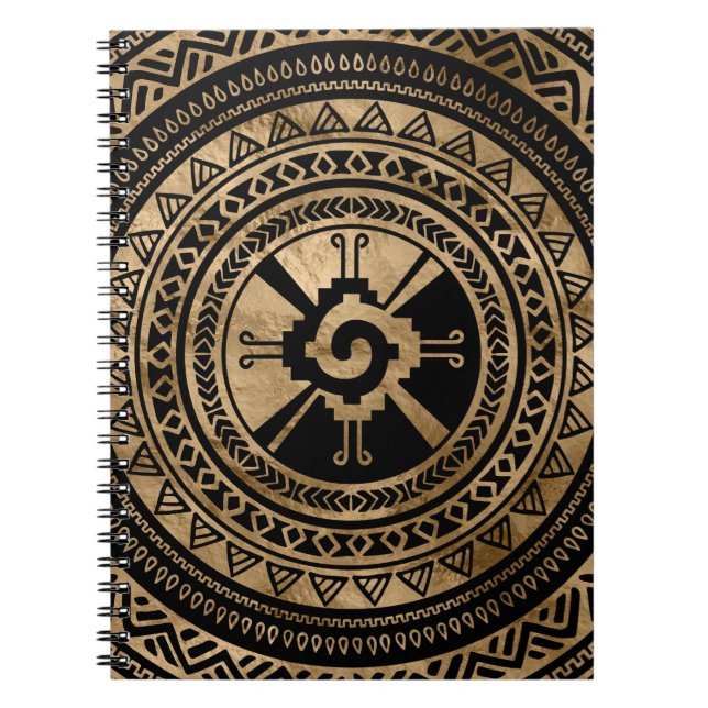 Hunab Ku Mayan symbol black and gold Notebook (Front)