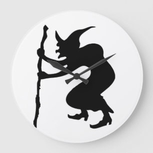 HUNCHBACK HALLOWEEN WITCH LARGE CLOCK
