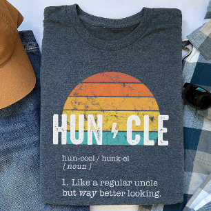 Huncle Definition Funny Uncle Gift Retro Sunset T-Shirt