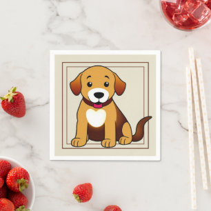 Hund Braun, sitzend - Napkin