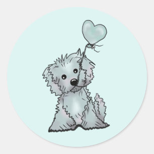 hund und luftballon  classic round sticker