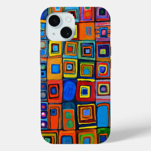 Hundertwasser Inspired Vibrant Squares iPhone 15 Case