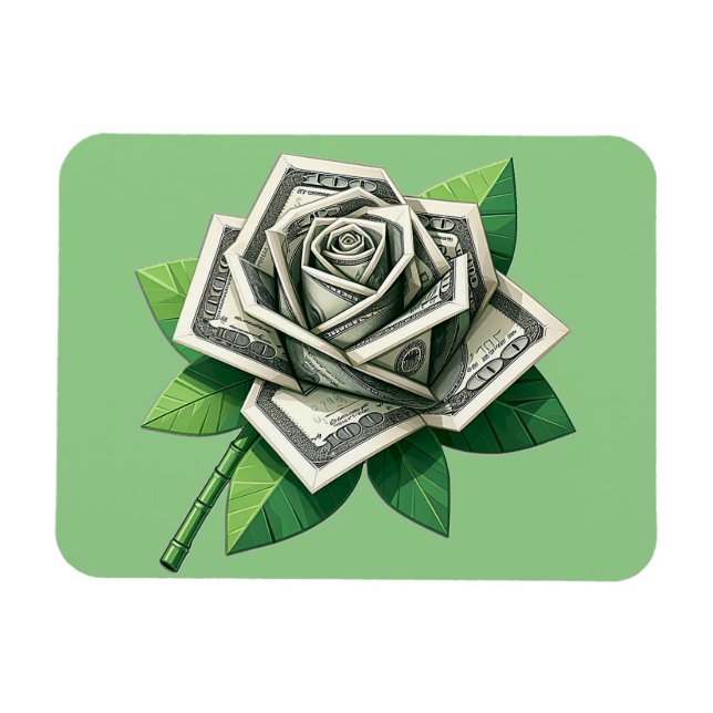hundred dollar bills origami rose art  magnet (Horizontal)