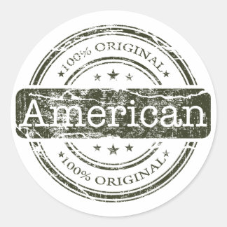 Hundred percent original American, by Lyserty Classic Round Sticker