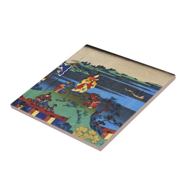 Hundred Poems Explained by the Nurse Hokusai Ceramic Tile (Side)