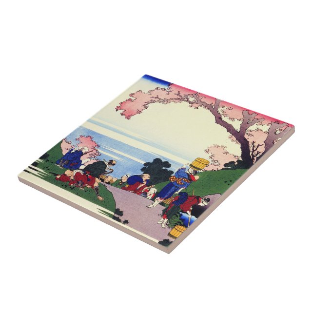 Hundred Poems Explained by the Nurse Hokusai Tile (Side)