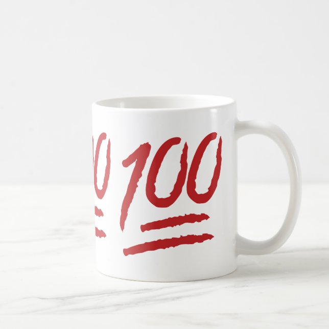 Hundred Points Symbol Emoji Coffee Mug (Right)