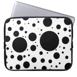 Hundreds of Black Dots and Circles in Varying Size Laptop Sleeve