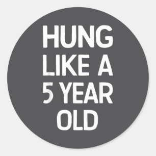 Hung Like A 5 Year Old Funny Humor Quote For Coupl Classic Round Sticker