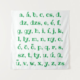 Hungarian alphabet in  green tapestry