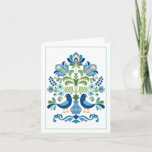 Hungarian Blue Birds Greeting Card