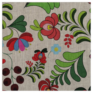 Hungarian Boho Folk Floral – Matyo Tulip Pattern Fabric
