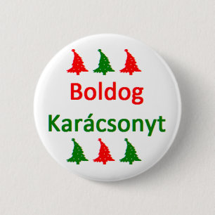 hungarian boldog karacsonyt 6 cm round badge