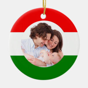 Hungarian Christmas Hungary Flag Family Photo Ceramic Tree Decoration