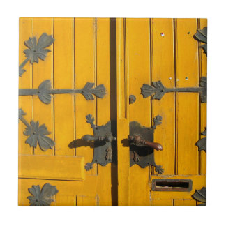Hungarian Decorated Yellow Door Tile