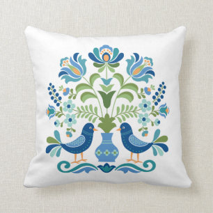 Hungarian Design Blue Birds Cushion