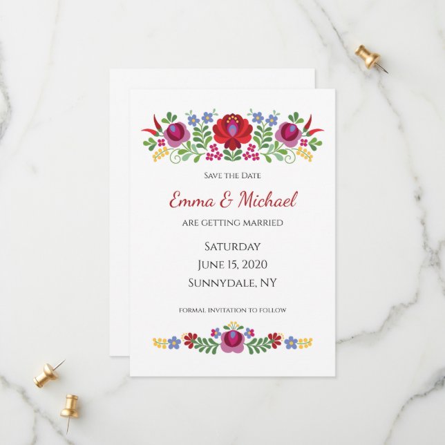 Hungarian Design Red Peppers Save The Date (Front/Back In Situ)