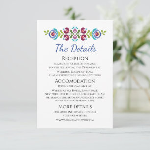 Hungarian Design Violet Floral Wedding Enclosure Card