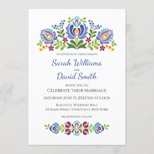 Hungarian Design Violet Floral Wedding Invitation