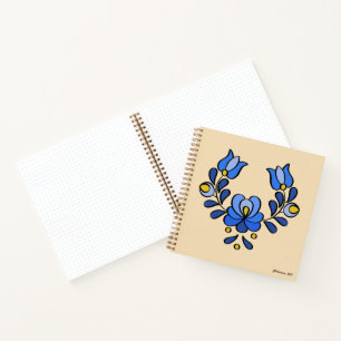 Hungarian Embroidery Pattern, "Matyó" - blue Notebook
