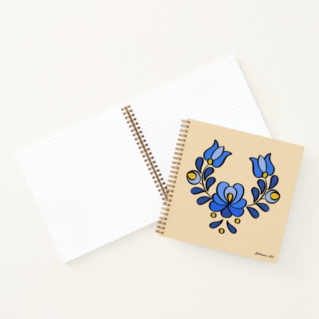 Hungarian Embroidery Pattern, "Matyó" - blue Notebook (Inside)