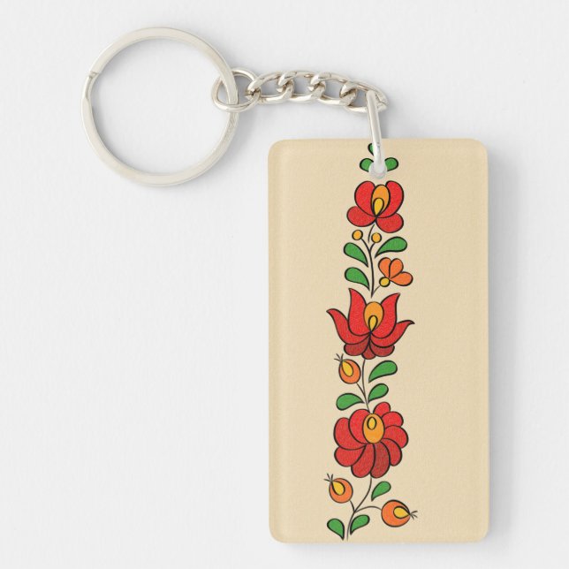 Hungarian Embroidery Pattern, "Matyo" Key Ring (Front)