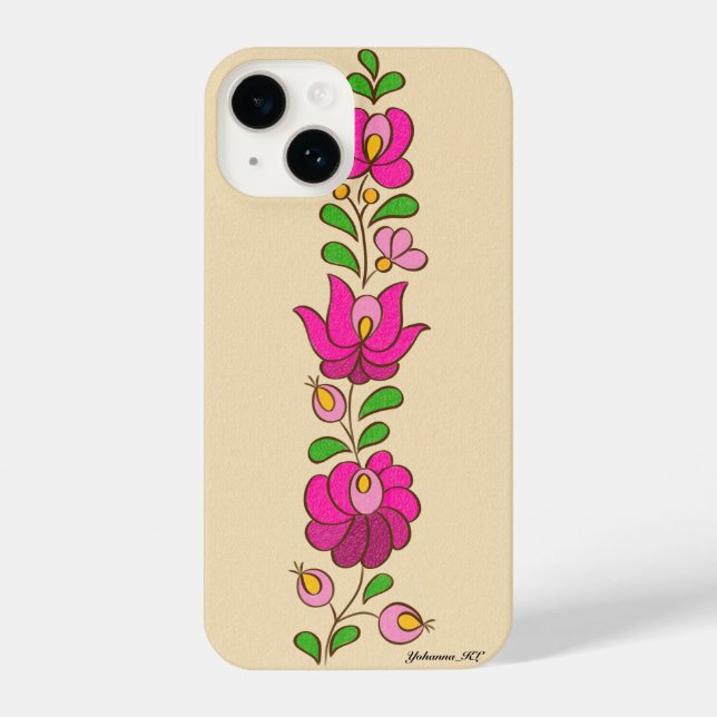 Hungarian Embroidery Pattern, "Matyó" - pink iPhone Case (Back)