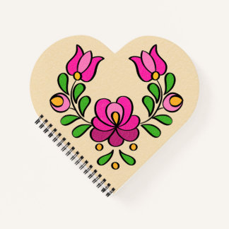 Hungarian Embroidery Pattern, "Matyó" - pink Notebook