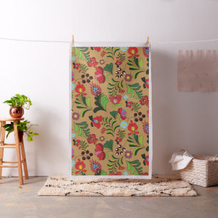 Hungarian Ethnic Folk Botanical Art Fabric