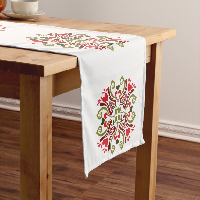 Hungarian Ethnic Folk Botanical Art Short Table Runner (In Situ)