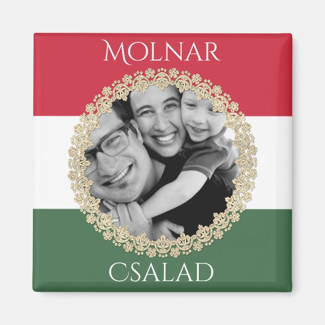 Hungarian Family w/Photo & Name Magnet (Front)