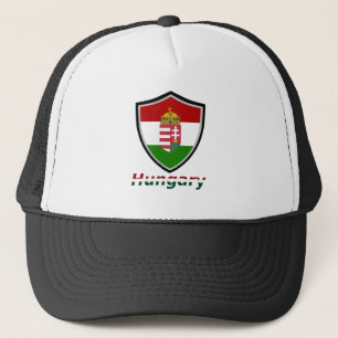 Hungarian flag-coat arms trucker hat