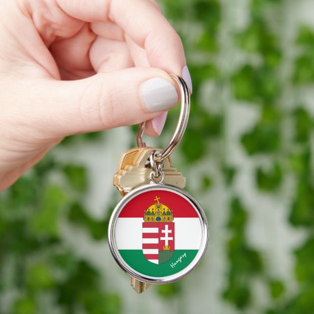 Hungarian flag, Emblem & Hungary holiday /sports K Key Ring (Hand)