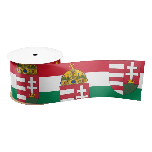 Hungarian Flag, Emlem & Hungary party /sports Satin Ribbon (Spool)