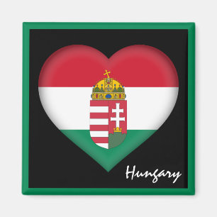 Hungarian flag & Heart, Hungary holiday /sports Magnet