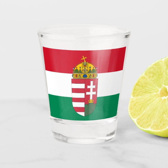 Hungarian Flag & Hungary country patriot / sports  Shot Glass (Front)