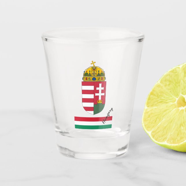 Hungarian Flag & Hungary country patriot / sports  Shot Glass (Front)