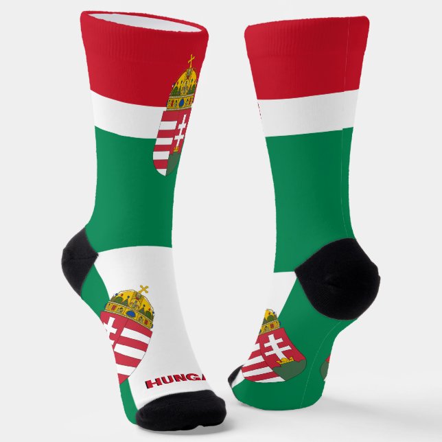 Hungarian Flag Patriotic, Sustainable Hungary Socks (Angled)