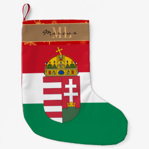 Hungarian Flag stocking, Hungary, monogram Small Christmas Stocking