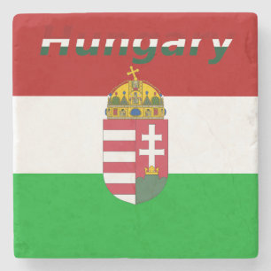 Hungarian flag stone coaster