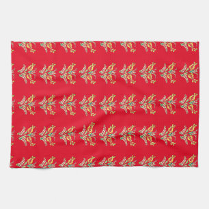 Hungarian floral pattern in vibrant  colours tea towel