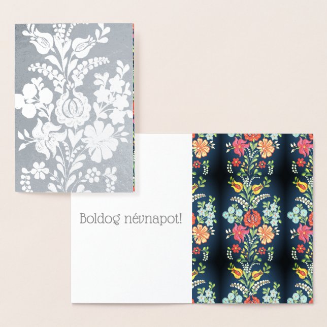 Hungarian flowers - silver foil card (Display)