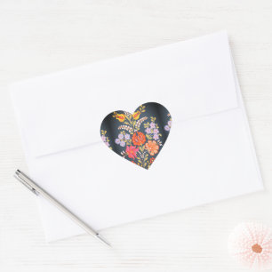 hungarian flowers -vibrant colours heart sticker