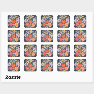 hungarian flowers -vibrant colours square sticker