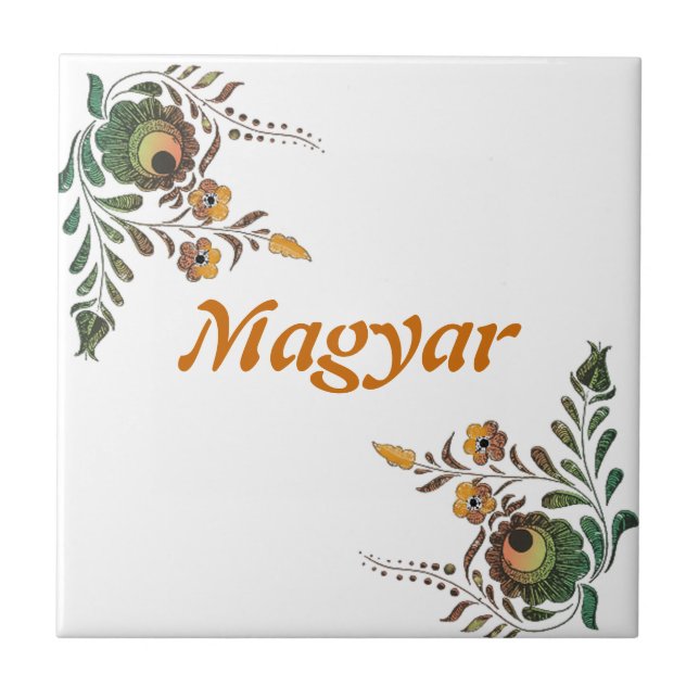 Hungarian Folk Art Ceramic Tile (Front)
