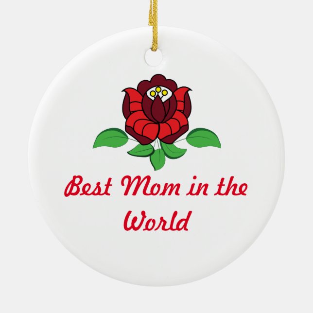 Hungarian folk art floral personalised ceramic ornament (Back)