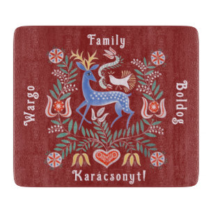 Hungarian Folk Art Merry Christmas Cutting Board