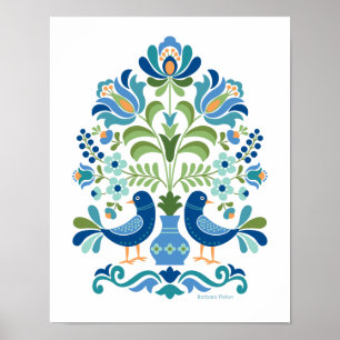 Hungarian Folk Design Birds Poster