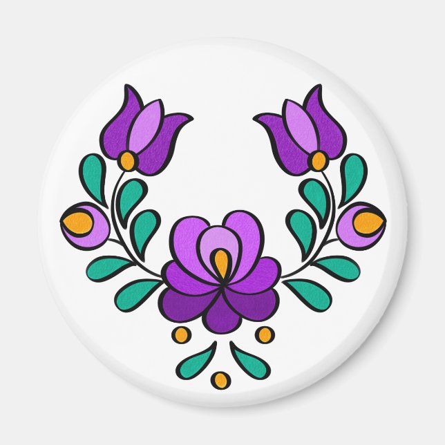 Hungarian folk flower magnet (Front)